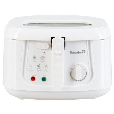 Friteuza electrica Hausberg, HB-1330A 1800 W, capacitate 3 L, cuva cu strat antiaderent, culoare Alb